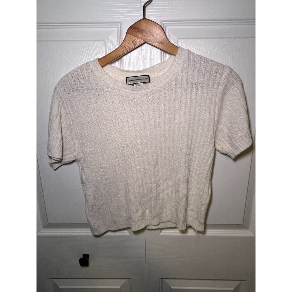 Vintage 1997 GAS The Great American Sweater Cream Ribbed Knit Top Medium